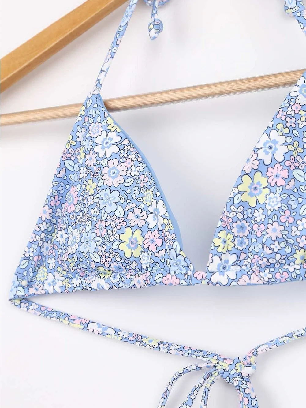 Frankie's Bikinis Tia Blue Multi Floral Print Bikini Top